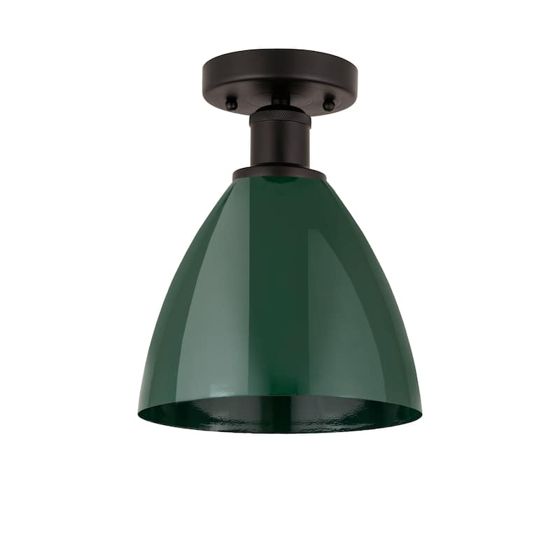 Innovations Lighting Edison Plymouth Dome - 1 Light 8" Semi-Flush Mount - Green/Oil Rubbed Bronze
