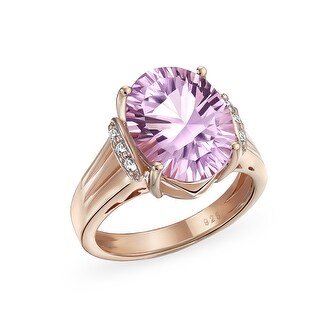 Details about / Authentic Natural Round Amethyst Flower Ring Women Jewelry Gift Rose Gold Plated