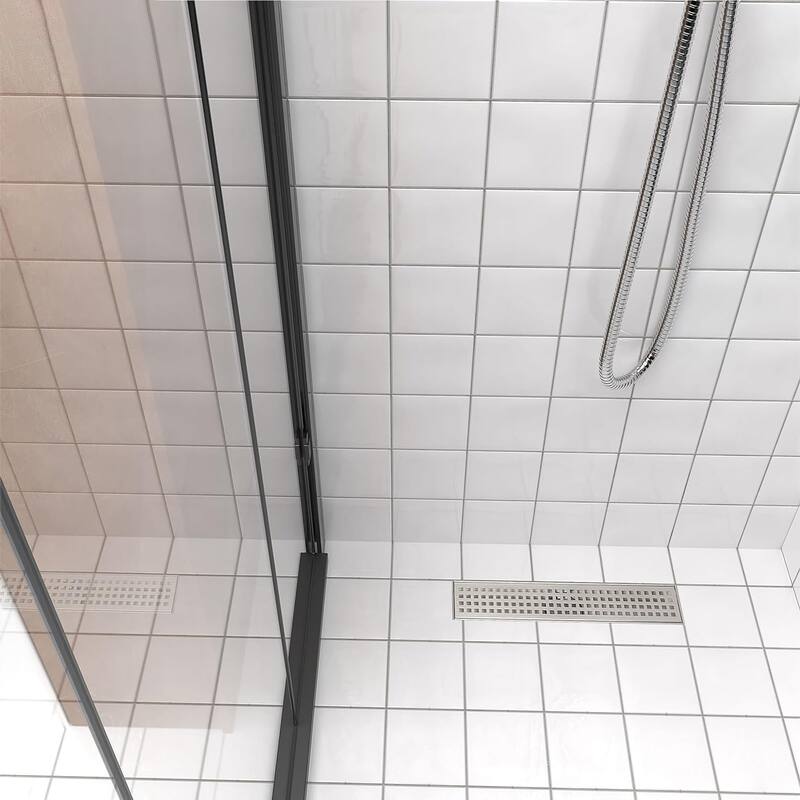 12-Inch Linear Shower Floor Drain, Square Hole Grate - 12 inch