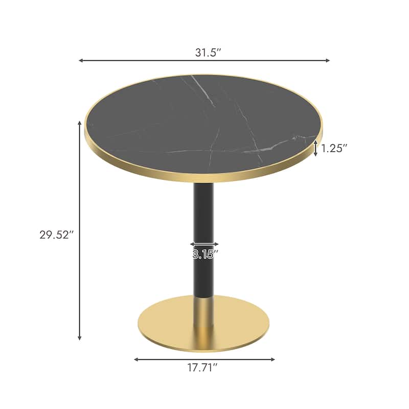 Square Modern Dinning Table 31.5 inches Bistro Table Tulip Table with Faux Marble top, Sturdy Metal Frame Diameter