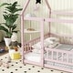 preview thumbnail 69 of 127, Wood Toddler House Bed with Roof Frame and Safety Guardrails Montessori Floor Bed without Slats No Door Houseshaped Platform Bed
