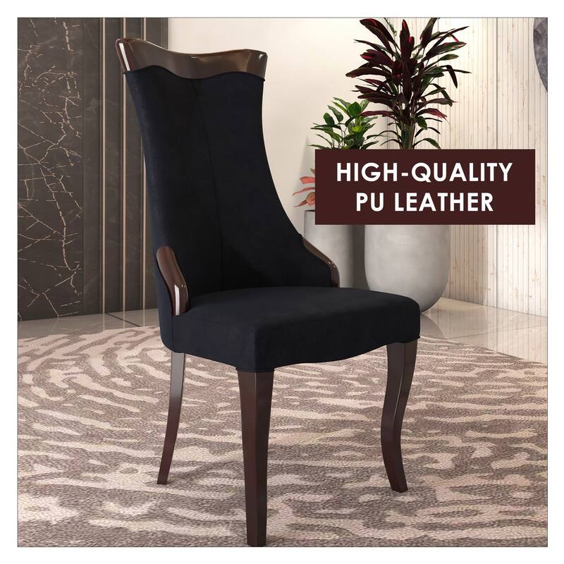 Dining Chair with Leather/Velvet Seat in Rubberwood Novara Series by LeisureMod