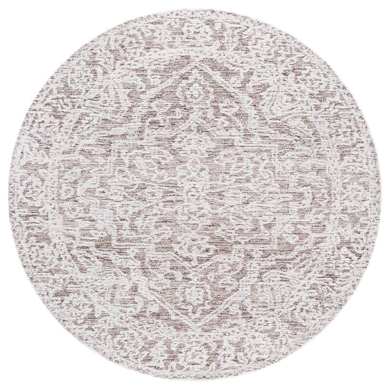 SAFAVIEH Handmade Ebony Kostoula Wool Rug - Ivory/Brown - 6' Round