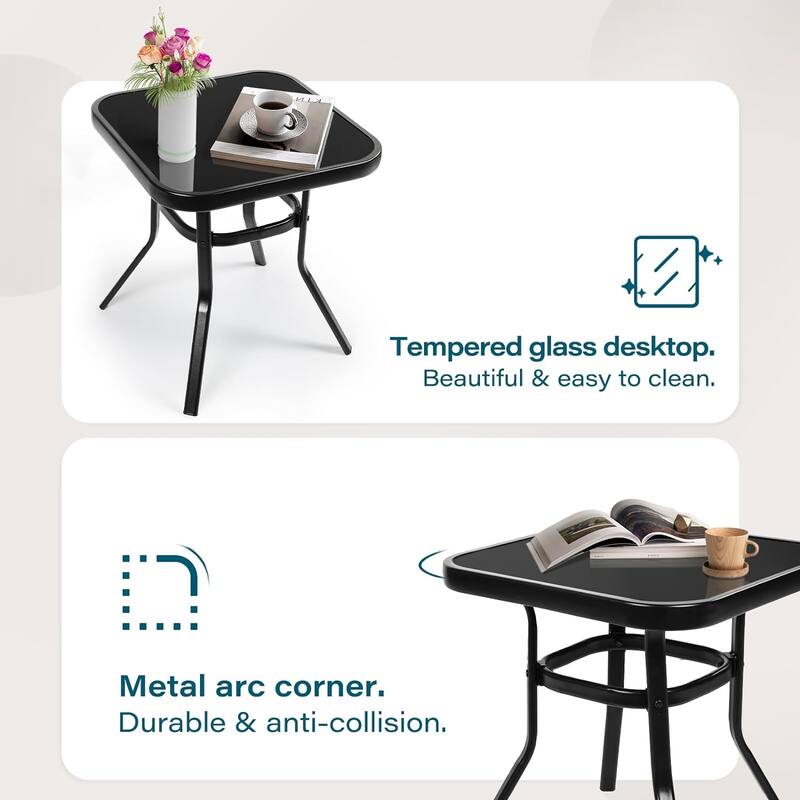 Solaura 3-piece Outdoor Patio Rocking Chairs Conversation Bistro Set