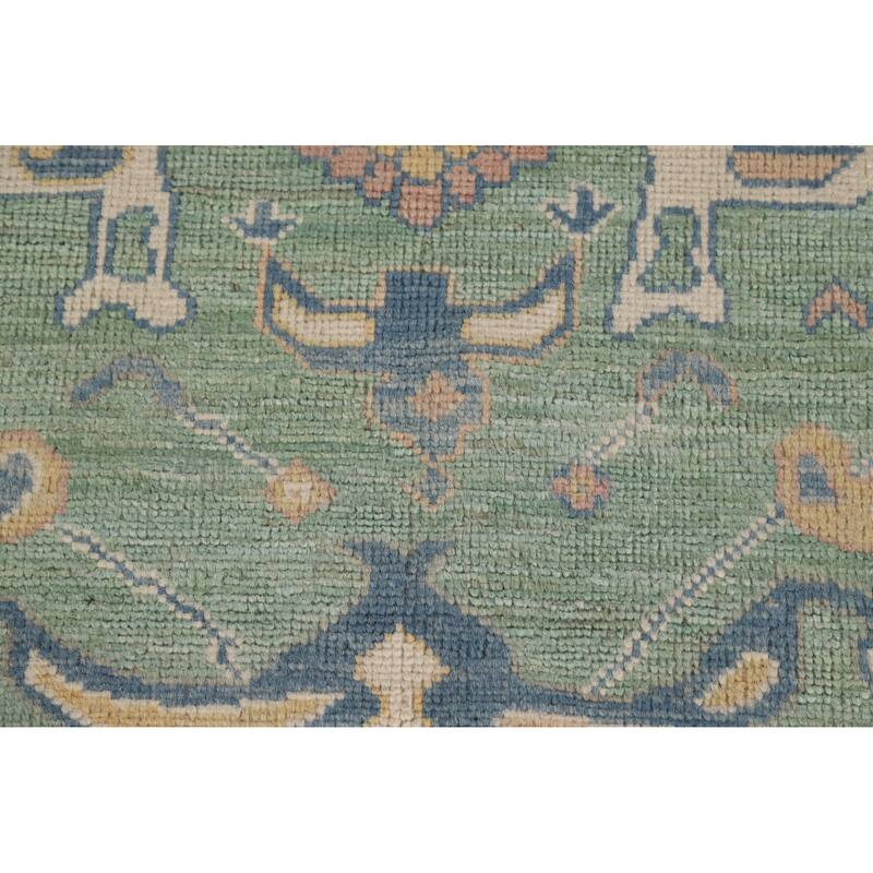 Hand Knotted Oriental 100% Wool Carpet Transitional Medallion Navy Blue & Blues Oushak Area Rug - 10' 1'' X 8' 3''