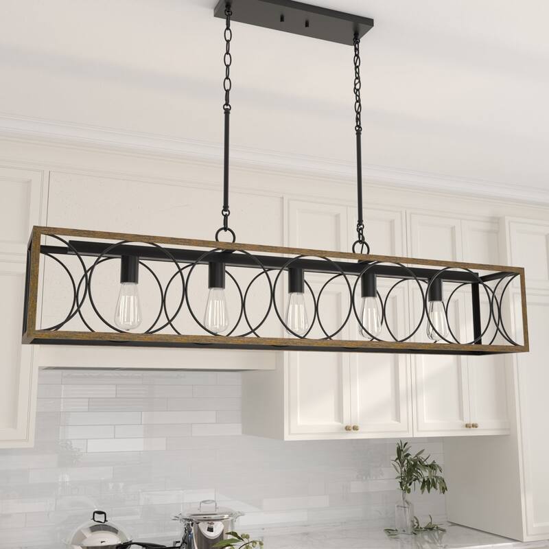 Acroma 5-Light Black Modern Industrial Linear Chandelier
