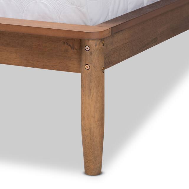 Sadler Mid-Century Ash Walnut Finish Wood Platform Bed