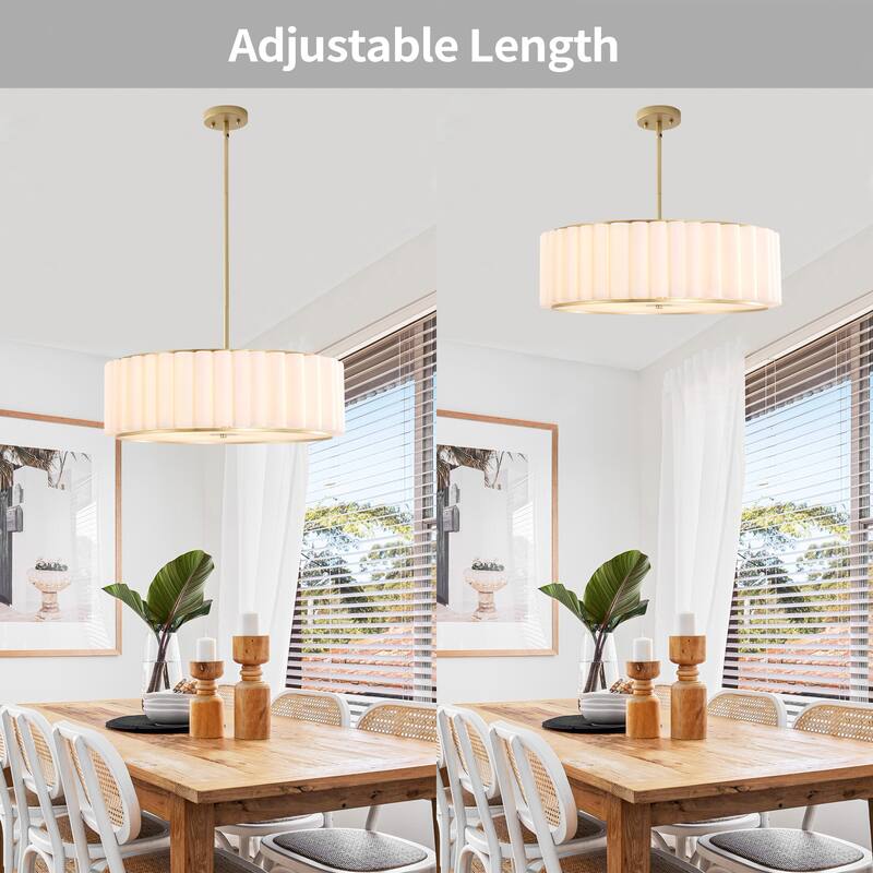 GetLedel 24 in. 5-Light Dimmable Pleated Drum Chandelier