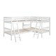 preview thumbnail 5 of 13, Twin Size L-Shaped Bunk Bed with Ladder, Slatted Wood Design for 4, Full-Length Guardrail for Kids Teens