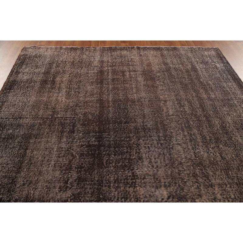 Over-Dyed Solid Anatolian Turkish Vintage Rug Handmade Wool Carpet - 6'11" x 10'7"