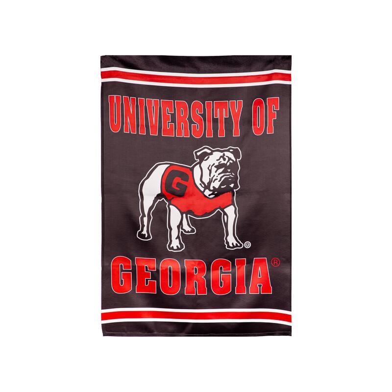 Embossed Suede Flag, House Size, University of Georgia, Alternate Bulldog Logo