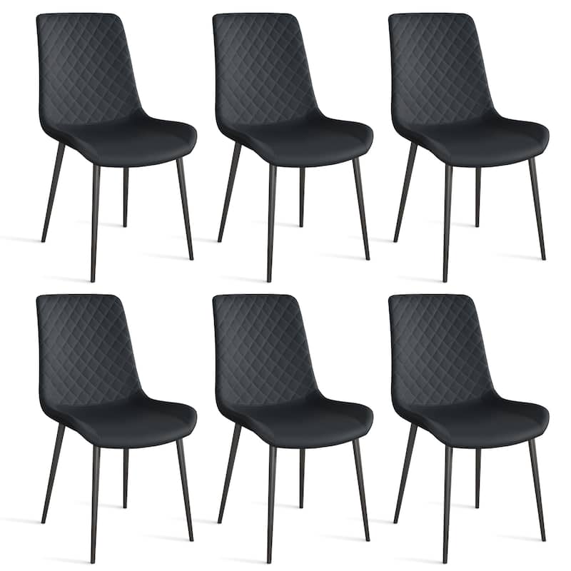 Black PU Leather Dining Chair Set of 4 with Metal Legs