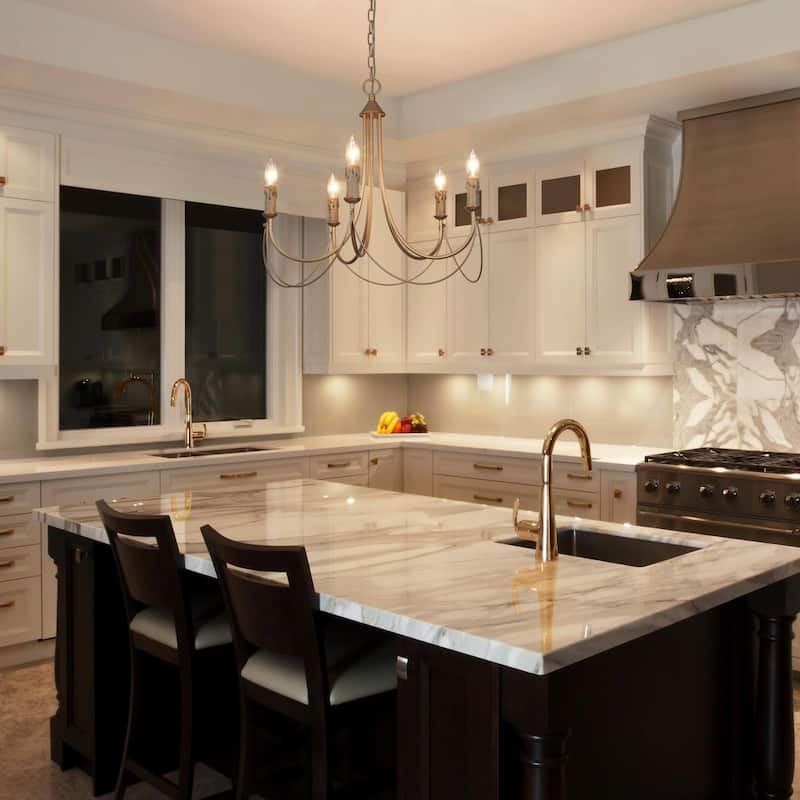 Modern Gold 5-Light Chandelier French Country Ceiling Lights for Dining Room - D 22" x H 23.5"