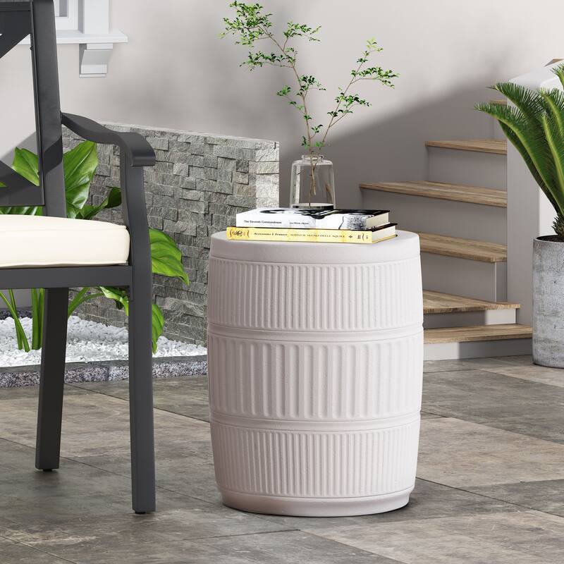 Travis Outdoor Lightweight Concrete Side Table by Christopher Knight Home - Antique White