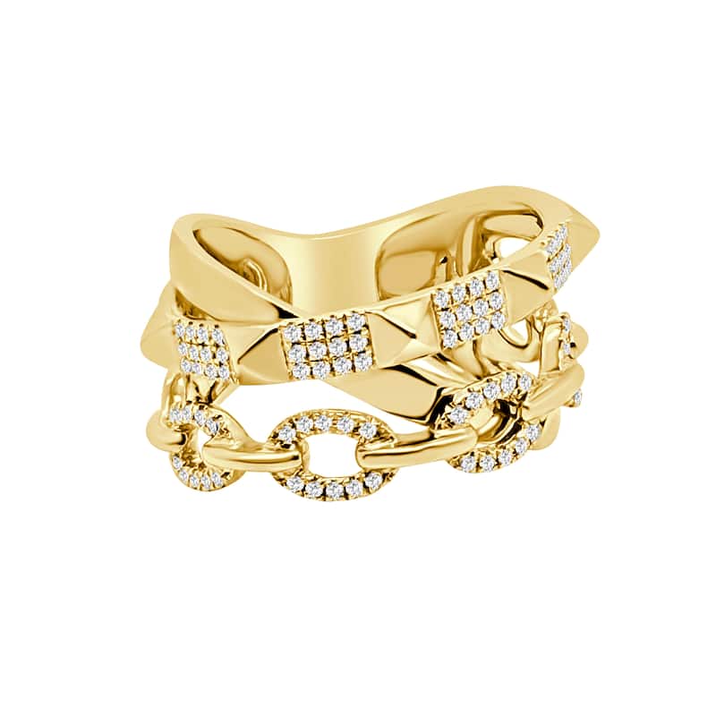 Auriya 14k Gold Lab Grown Round Diamond Chain Link Ring 0.22 ct. tw. (F-G, VS)