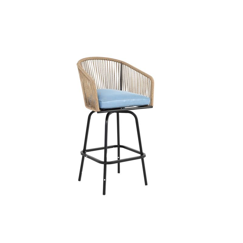 3pcs Outdoor Bar Set, Patio Bar Table and Chairs Set, Bar Height Patio Set - 2 x Swivel Bar Chairs , 1 x Round Bar Table