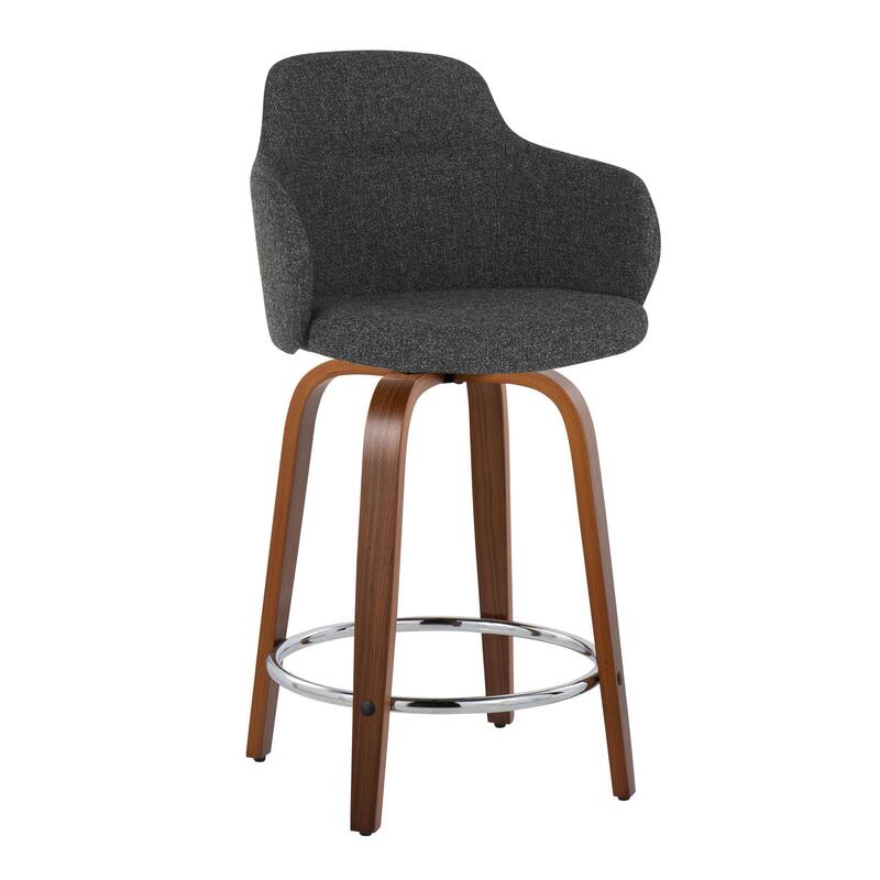 Carson Carrington Iglabo 24" Fixed-Height Counter Stool with Bent Wood Legs and Round Footrest (Set of 2)