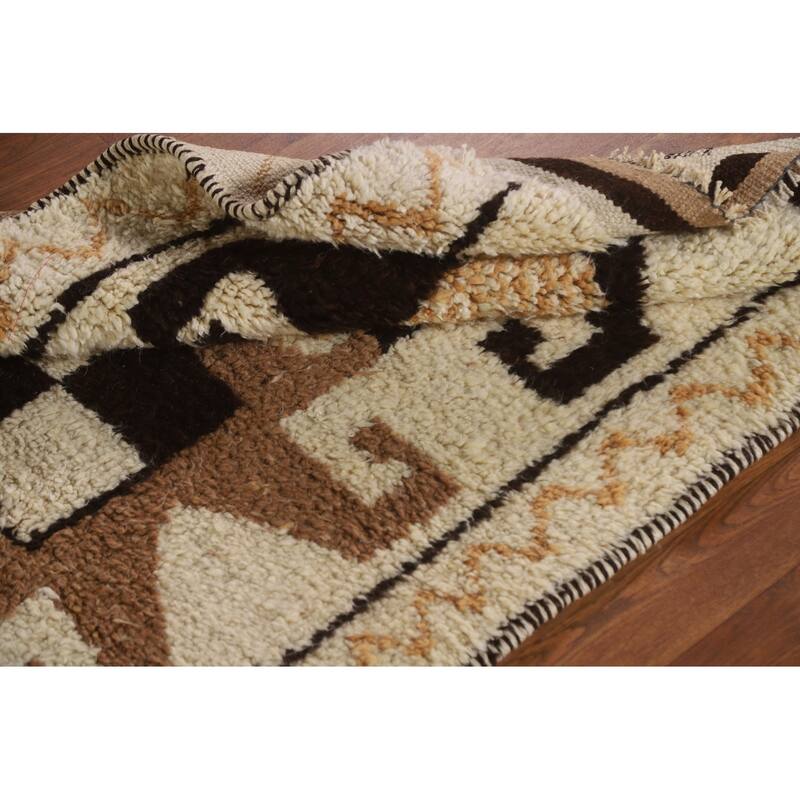 Vegetable Dye Kurdish Runner Rug Handmade Turkish Wool Carpet - 3'4"x 10'7"