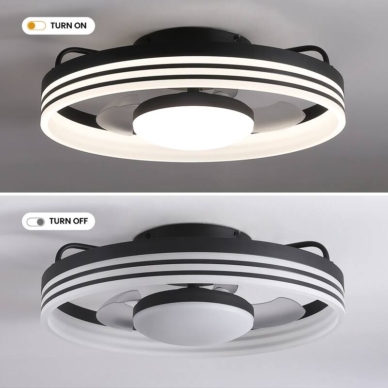 20 in Smart Bladeless Dimmable Flush Mount Ceiling Fans with Remote and Lights - 19.7''-2 Lights