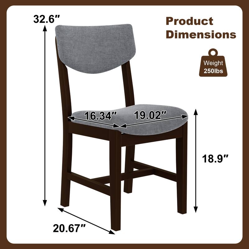 Roomfitters Rustic Farmhouse Dining Chairs Set of 4, Solid Wood Frame Upholstered Side Chairs for Kitchen & Dining Room