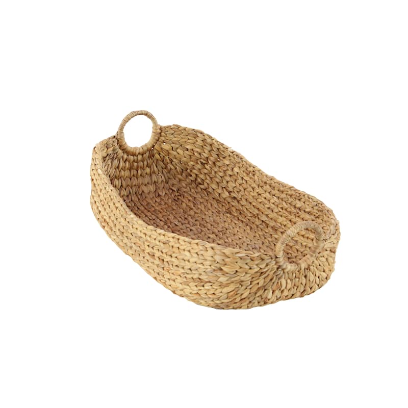 Seagrass Handmade Large Woven Decorative and Functional Storage Basket with Handles - Brown, White, Black