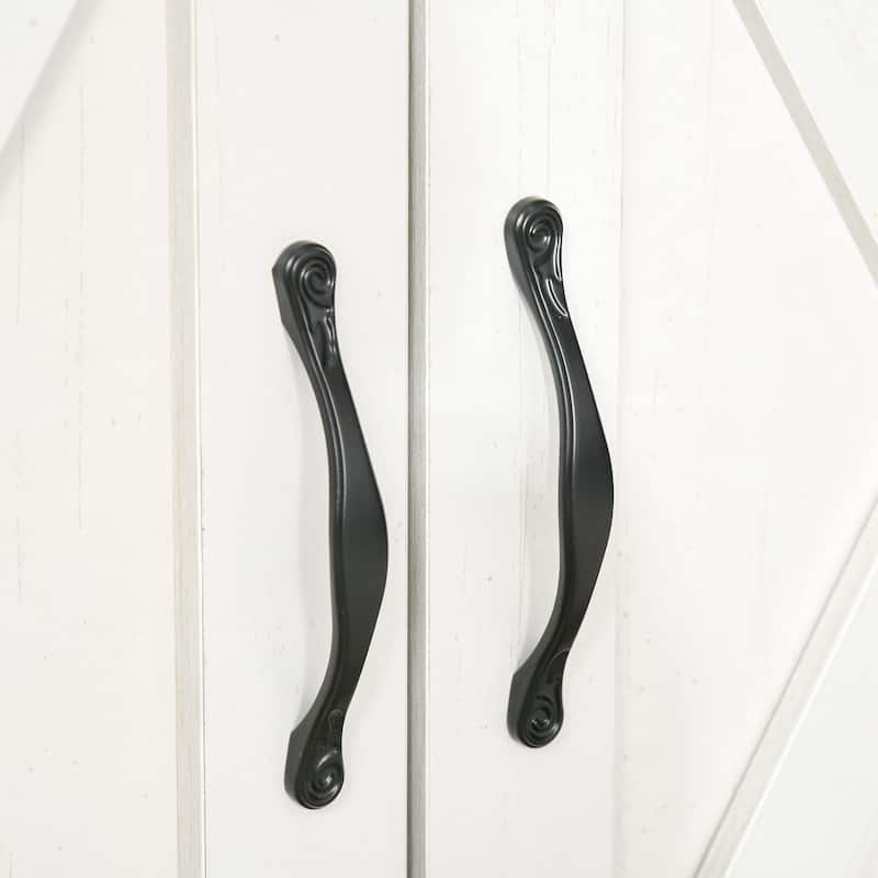 HOMCOM 32" Farmhouse Barn Door Style Sideboard Cabinet,Buffet Storage Cabinet Coffee Bar for Living Room or Entryway