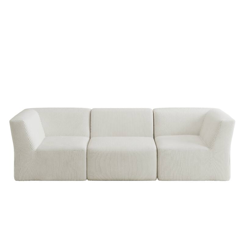106" W Corduroy Fully Sponge Molded Modular Sectional Sofa