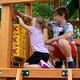 preview thumbnail 10 of 30, Gorilla Playsets Pioneer Peak Wooden Swing Set with Clatter Bridge and Tire Swing