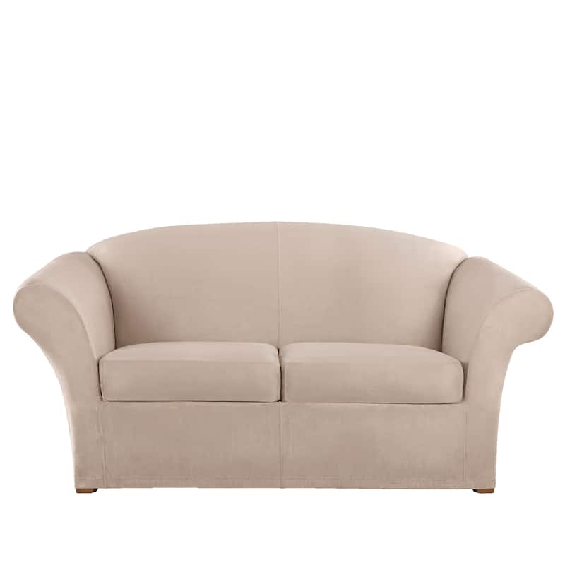 SureFit Ultimate Stretch Suede 3 Piece Loveseat Slipcover