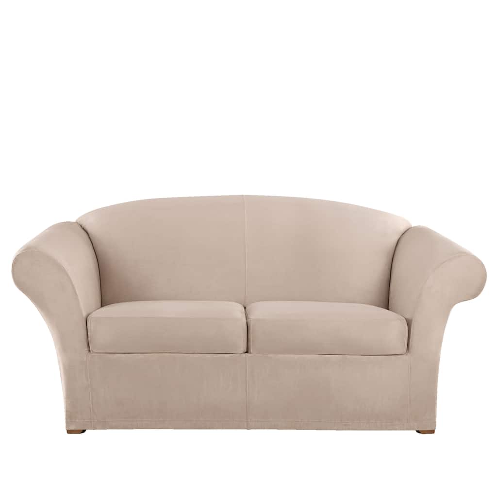 SureFit Ultimate Stretch Suede 3 Piece Loveseat Slipcover