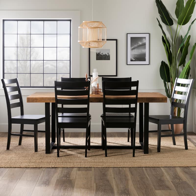 Middlebrook Solid Wood 7-Piece Dining Set with Ladder Back Chairs - Rustic Oak