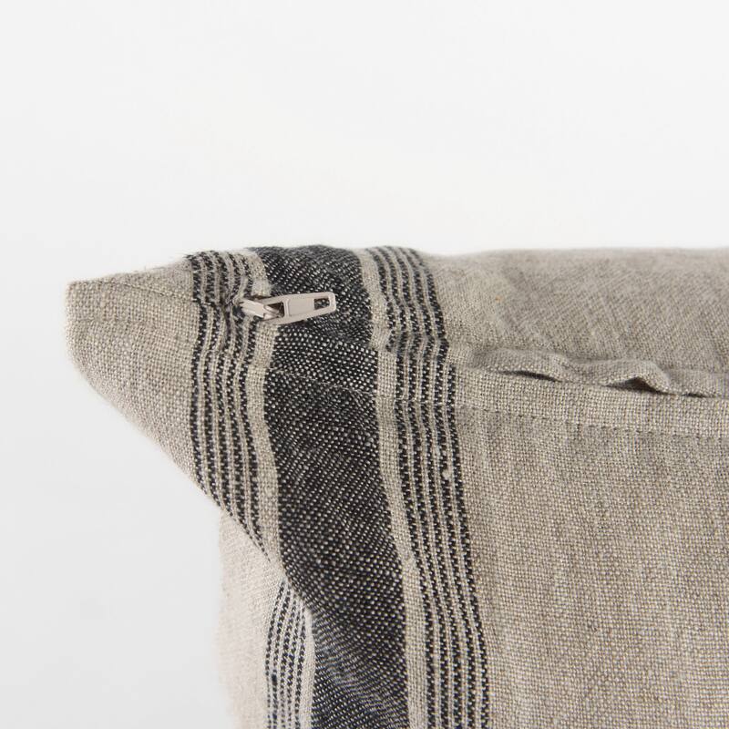 Hattie 13L x 21W Beige and Black Fabric Striped Decorative Pillow Cover