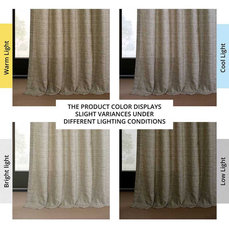 Exclusive Fabrics Raw Linen Weave Light Filtering Curtains for Bedroom & Living Room Curtains Pair - 2 Panel Drapes