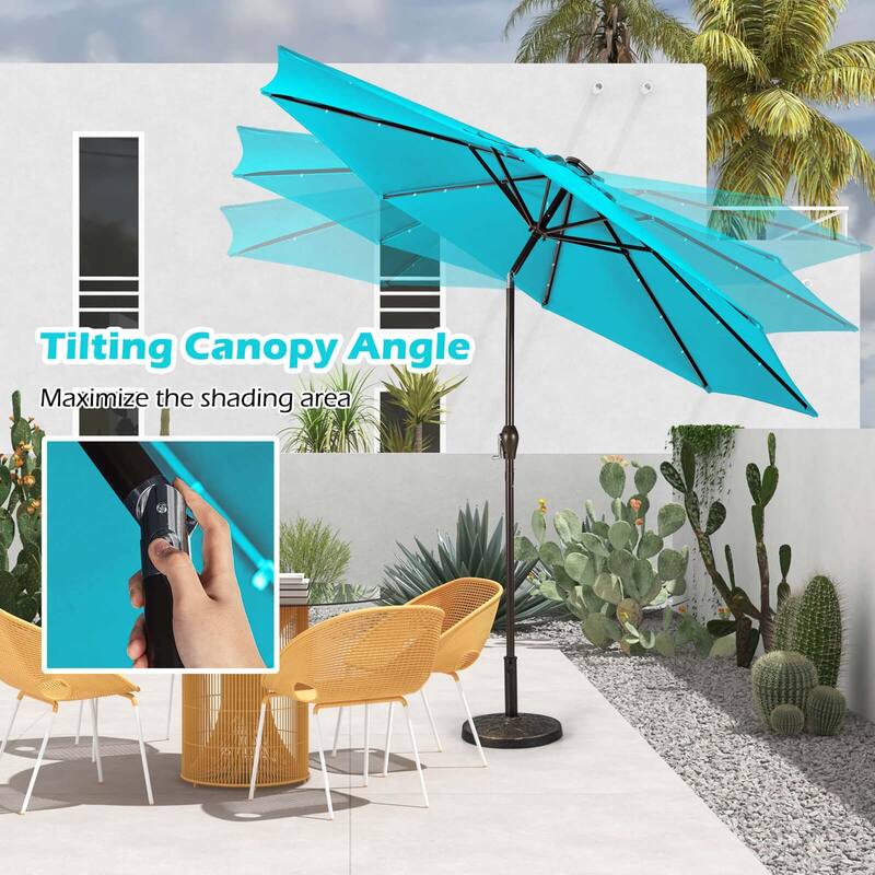 Costway 10' Solar LED Lighted Patio Market Umbrella Shade Tilt