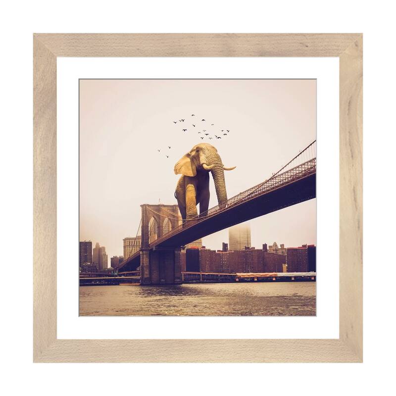 iCanvas "Elephant Bridge Amble" by Soaring Anchor Designs PFA - Natural - 24x24x1