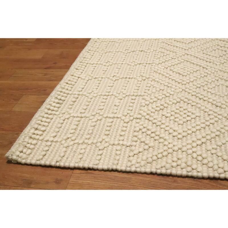 Hand Knotted Oriental 100% Wool Carpet Modern Geometric Beige & Ivories Modern Gotti Design Area Rug - 7' 5'' X 5' 0''