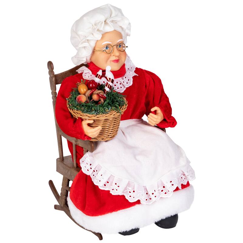 Animated Musical Mrs. Claus in Rocking Chair Christmas Decoration - 14"