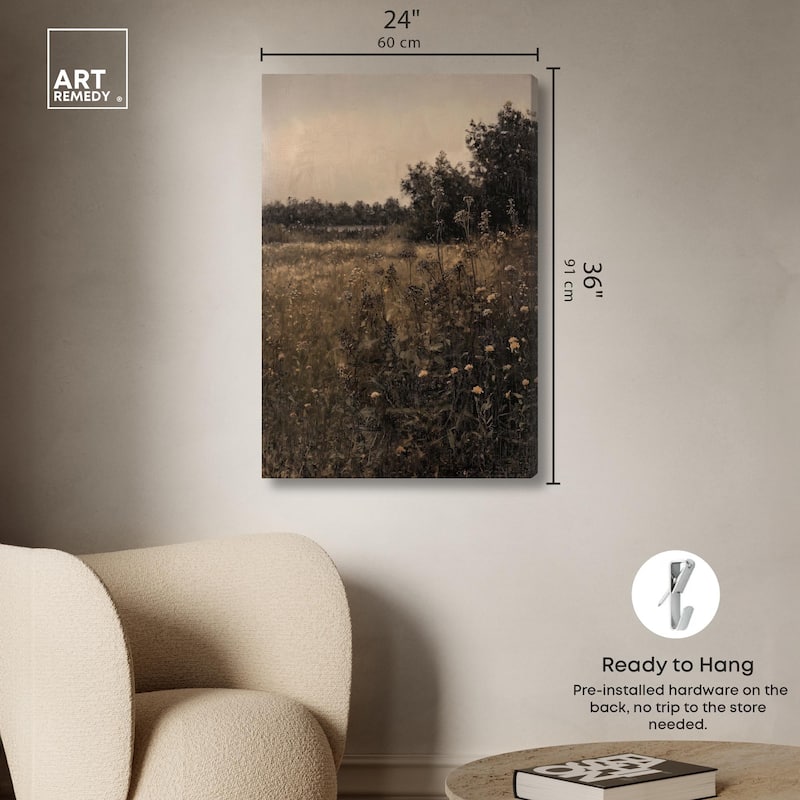 Vintage Meadow Canvas by Art Remedy, Gallery Wrapped