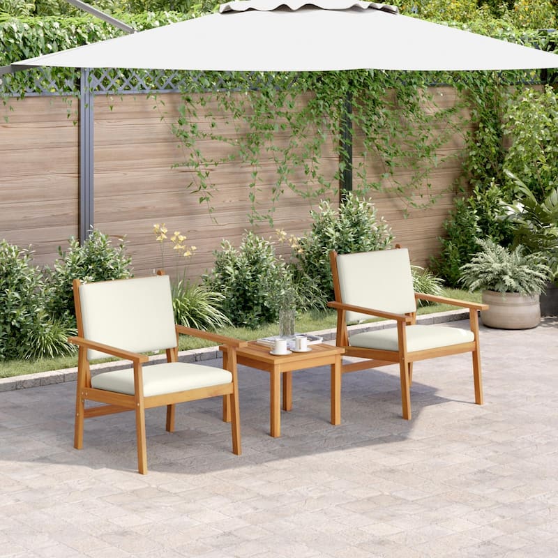 vidaXL Garden Chairs 2 pcs with Cushions Solid Wood Acacia - 25.8 x 23.4 x 31.1 - Cream White