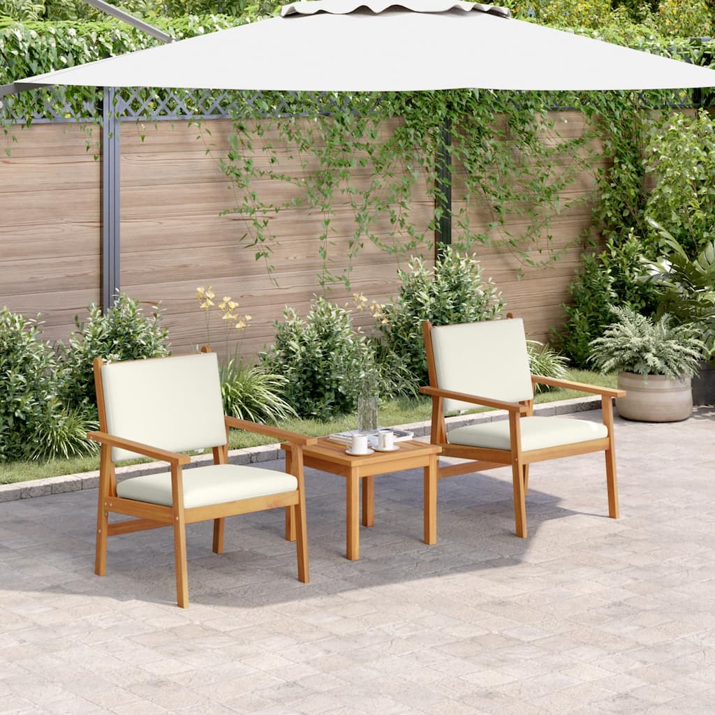 vidaXL Garden Chairs 2 pcs with Cushions Solid Wood Acacia - 25.8 x 23.4 x 31.1