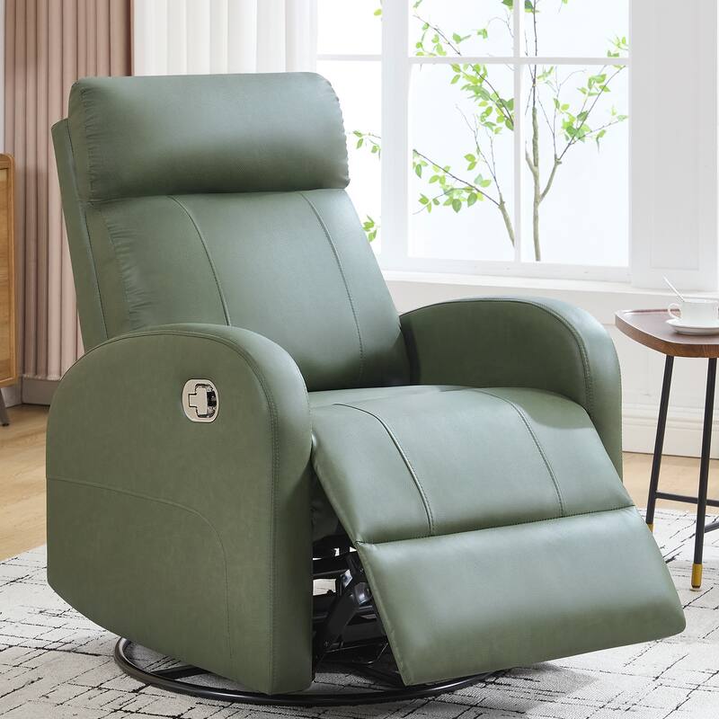 HOMYKA Modern Faux Leather Rocking Recliner with Swivel