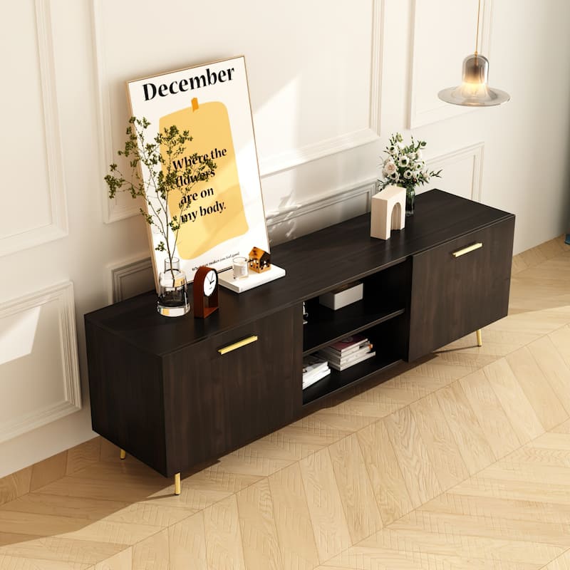 Timechee 69" Mid-century Modern TV Media Console Buffet Sideboard - 69"L x 15.6"W x 22.4"H