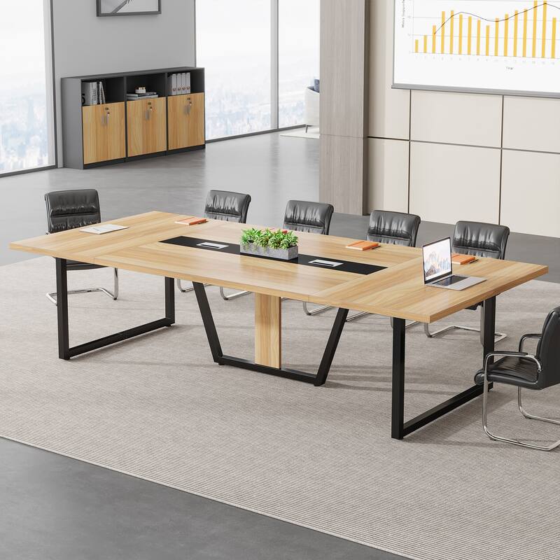 8FT Conference Table, 94.49 L Large Meeting Table for 10 People - Nature