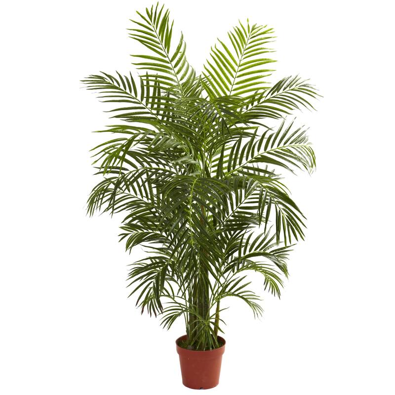 4.5' Artificial Outdoor Areca Palm Tree in Brown Pot