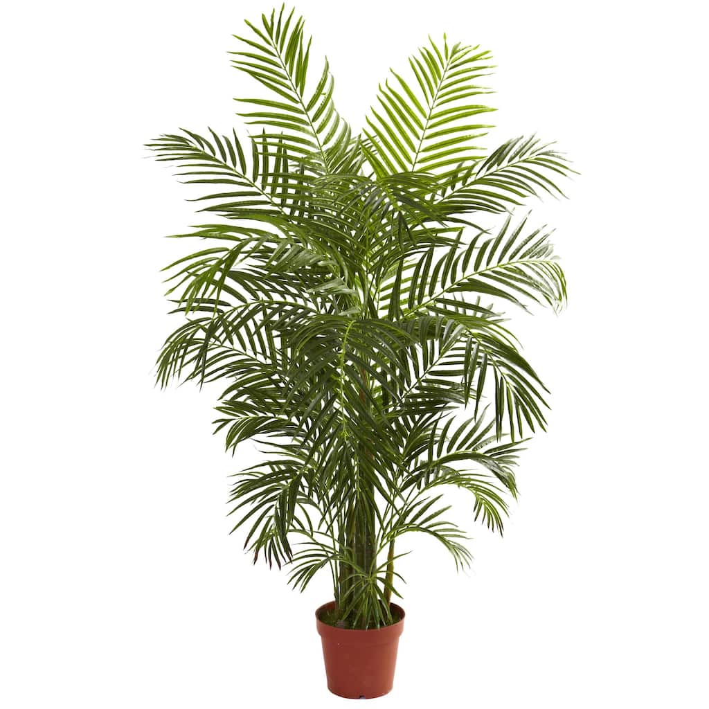 4.5' Artificial Outdoor Areca Palm Tree in Brown Pot
