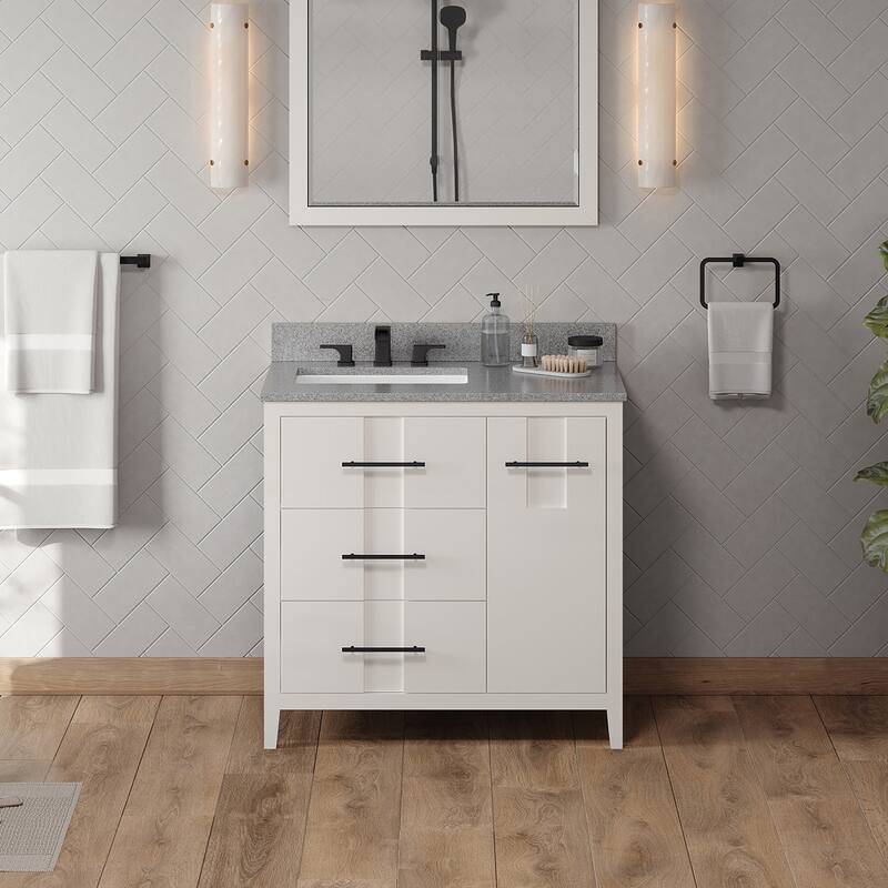 Jeffrey Alexander VKITKAT36R-MARBLE Katara 36" Free Standing Vanity