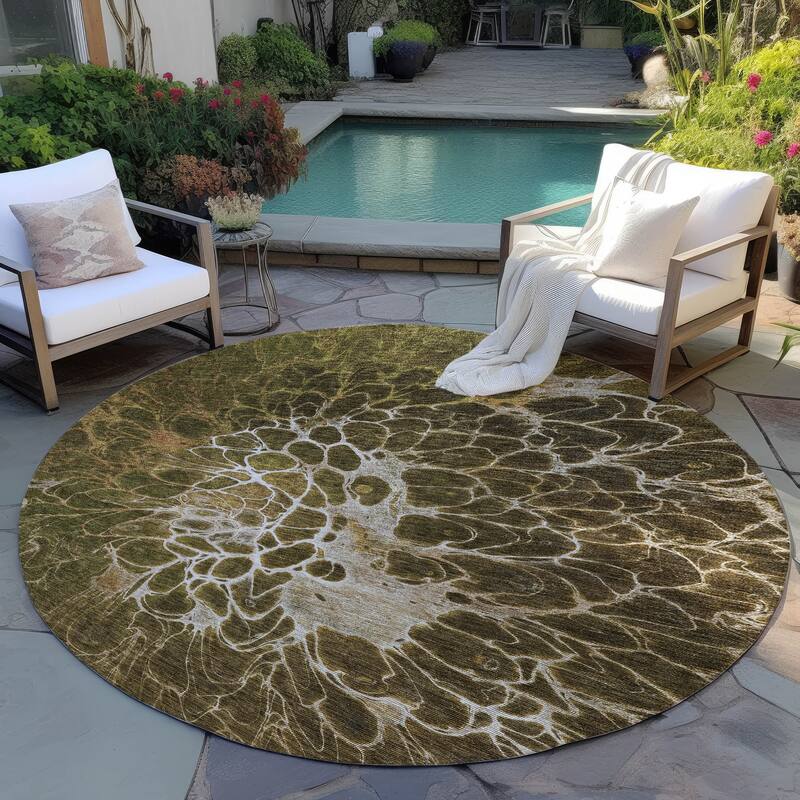 Machine Washable Indoor/ Outdoor Chantille Modern Floral Rug