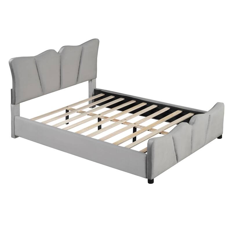 Full Size Velvet Upholstered Platform Bed