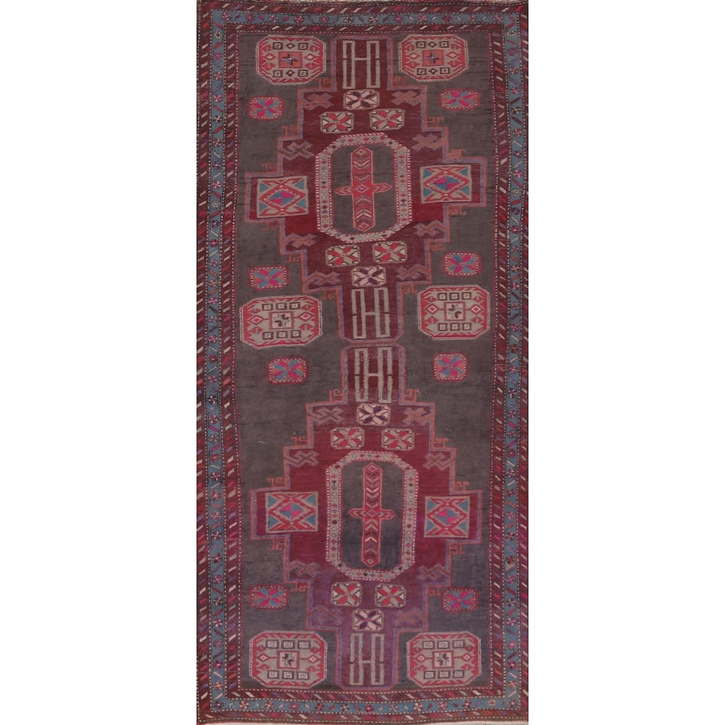 Over-Dyed Meshkin Persian Vintage Runner Rug Hand-Knotted Wool Carpet - 4'3" x 10'5"