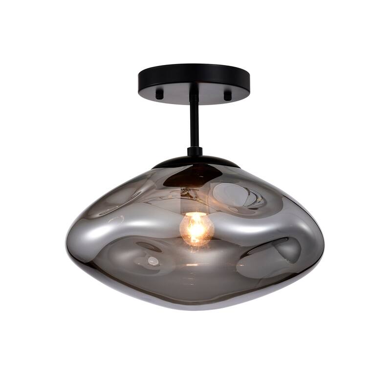 Einar Moulded Glass Shade Semi-Flushmount Ceiling Lamp - Metal-Smoke